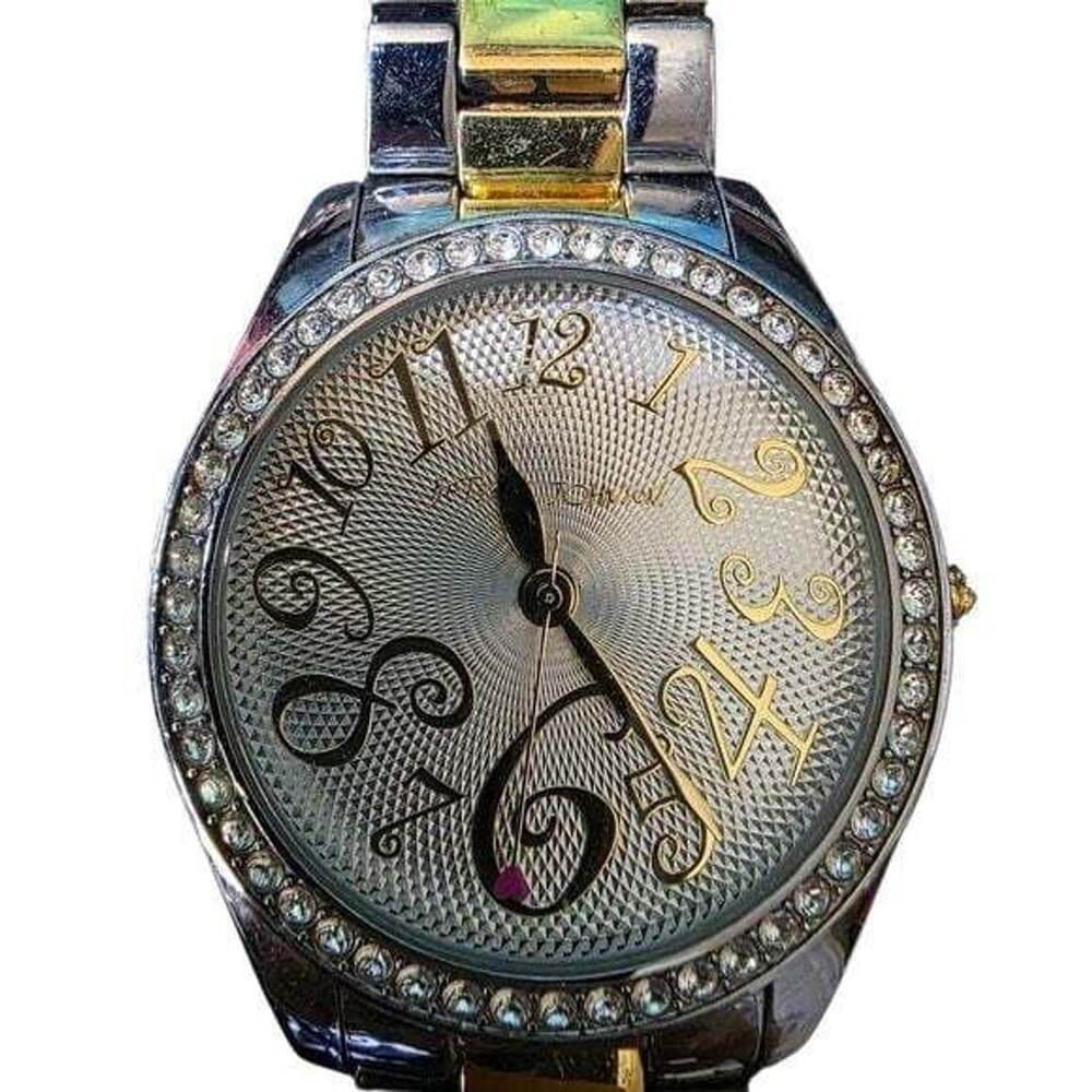 Betsey Johnson Women's Silver and Gold Watch with Crystal Accents
